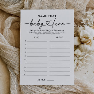 Modern Script Name That Baby Tune Baby Shower Game Invitation