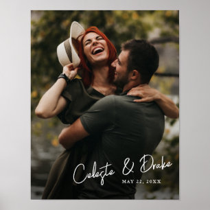 Modern Script Names Couples Photo Poster