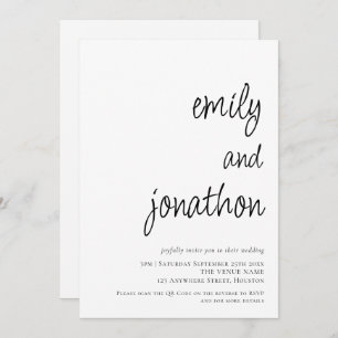 Modern Script Names QR Code Wedding Invitation