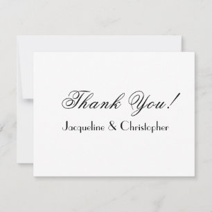 Modern Script Names Simple Chic White Wedding Thank You Card