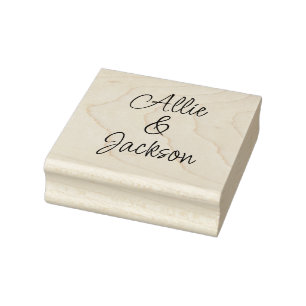 Modern Script Names Wedding Rubber Stamp