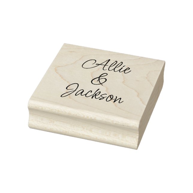 Modern Script Names Wedding Rubber Stamp (Stamp)