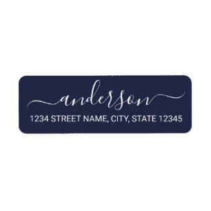 Modern Script Nautical Navy Blue Return Address