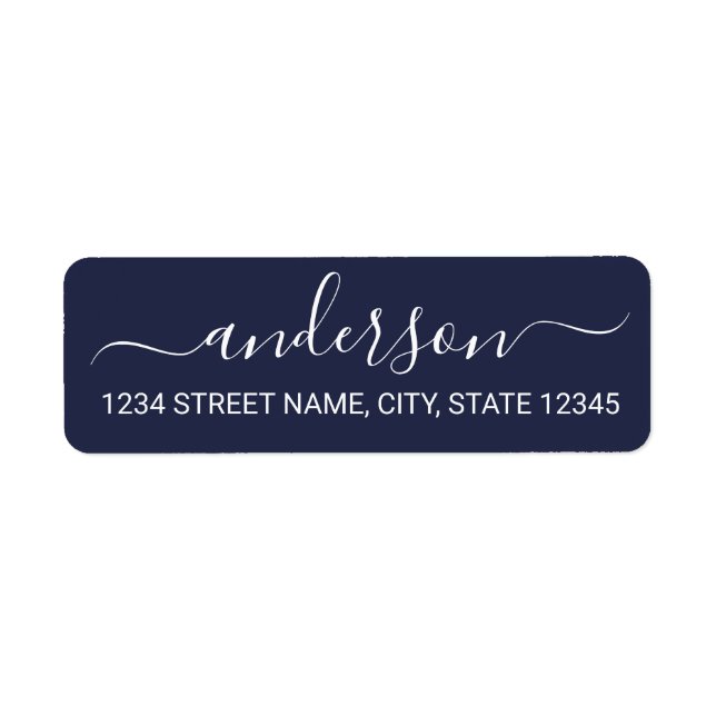 Modern Script Nautical Navy Blue Return Address (Front)