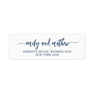 Modern Script Navy Blue Return Address Labels