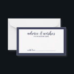 Modern Script Navy Blue Wedding Advice Card<br><div class="desc">Modern Script Navy Blue Wedding Advice and Wishes Card
featuring title in navy blue modern script font with details in navy blue modern sans serif font on white background with navy blue border.</div>