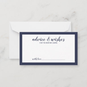 Modern Script Navy Blue Wedding Advice Card