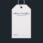 Modern Script Navy Blue Wedding Advice & Wishes Gift Tags<br><div class="desc">Modern Script Navy Blue Wedding Advice and Wishes Tag Card
featuring title in navy blue modern script font with details in navy blue modern sans serif font on white background.</div>