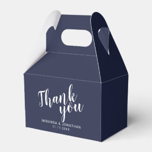 Modern Script Navy Blue Wedding Favour Box