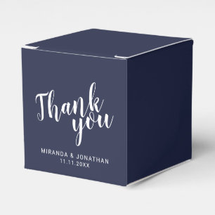 Modern Script Navy Blue Wedding Favour Box