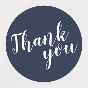 Modern Script Navy Blue Wedding Favour Thank You