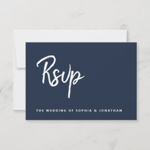 Modern Script Navy Blue   Wedding Meal Choice RSVP Card
