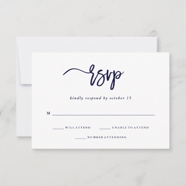 Modern Script | Navy Blue Wedding Response (Front)