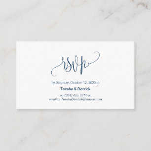 Modern Script, Navy Blue, Wedding RSVP Enclosure Card