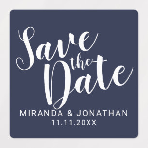 Modern Script Navy Blue Wedding Save the Date