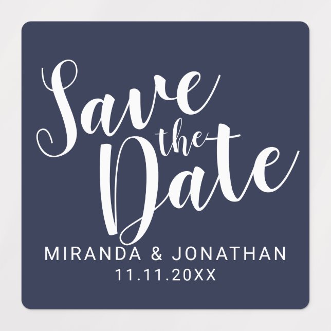 Modern Script Navy Blue Wedding Save the Date (Design 1)
