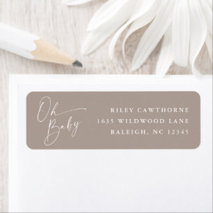 Modern Script Neutral Baby Shower Return Address