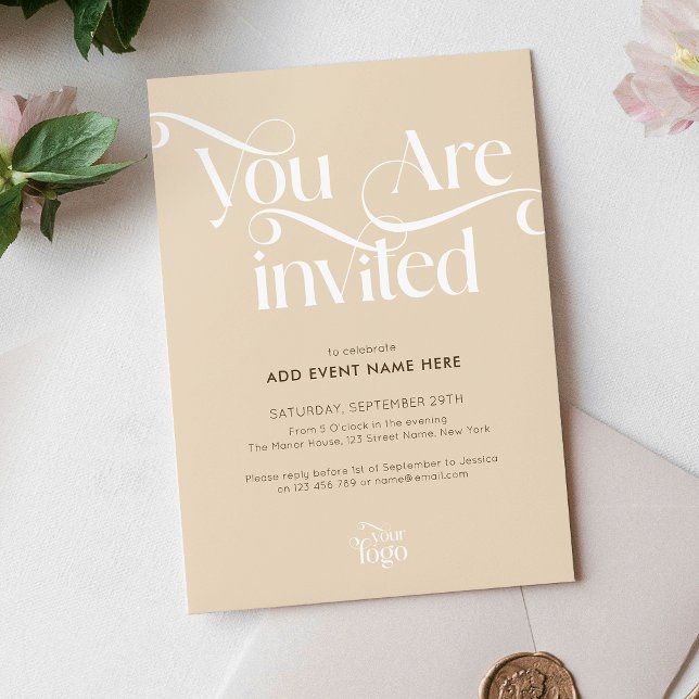 Modern Script Neutral Beige Business Event Gala Invitation (Creator Uploaded)