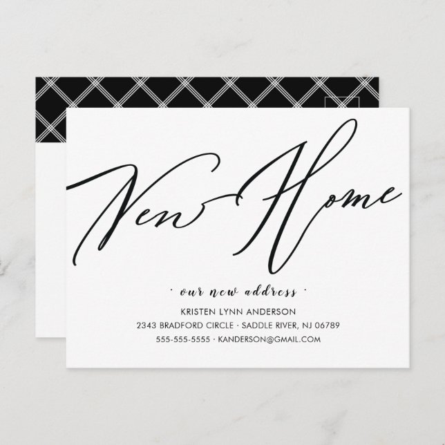 Modern Script New Home Moving Announcement  Postca Postcard (Front/Back)