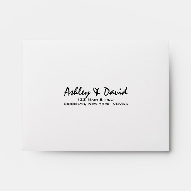 Modern Script Note Card Return Address Envelope (Front)