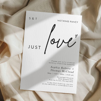 Modern Script Nothing Fancy Just Love Wedding  Invitation