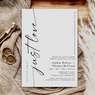 Modern Script Nothing Fancy Just Love Wedding  Invitation