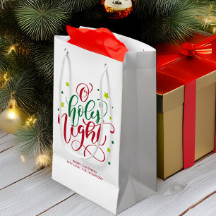 Modern Script O Holy Night Christmas Small Gift Bag