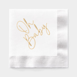 Modern Script Oh Baby Simple Baby Shower Foil Napkins