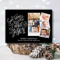 Modern Script on Black Good Tidings of Comfort Joy