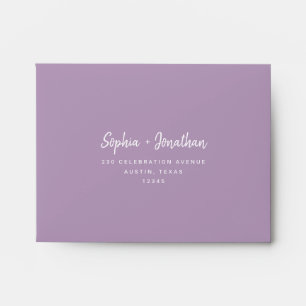 Modern Script on Lavender   Self-Addressed RSVP  Envelope