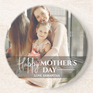  Modern Script Overlay 1 Photo Happy Mothers Day  Coaster