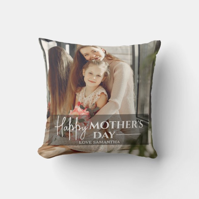  Modern Script Overlay 1 Photo Happy Mothers Day  Cushion (Front)