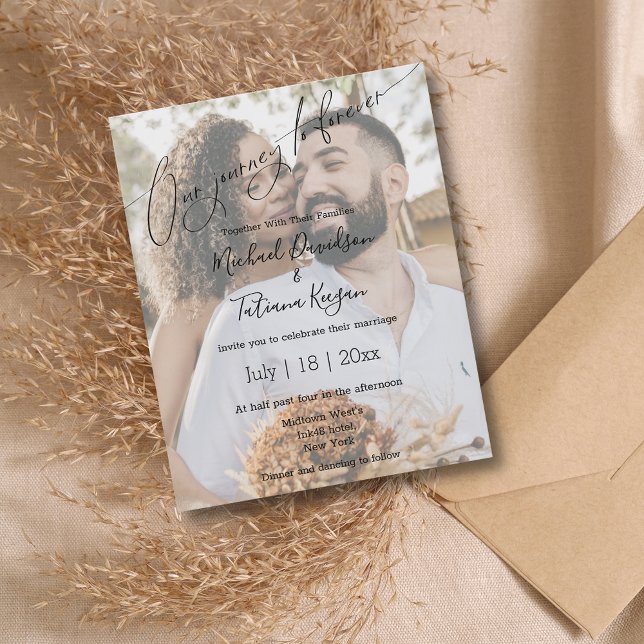 modern script overlay photo wedding invitation (Creator Uploaded)