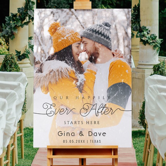Modern script overlay wedding photo welcome poster (Creator Uploaded)