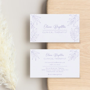 Modern Script Pale Purple Therapist Business Card