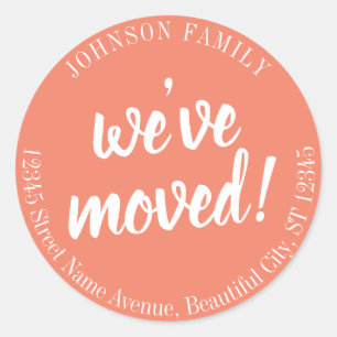 Modern Script Peach We've Moved New Address Label