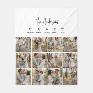 Modern script personal 5 family gift black & white fleece blanket