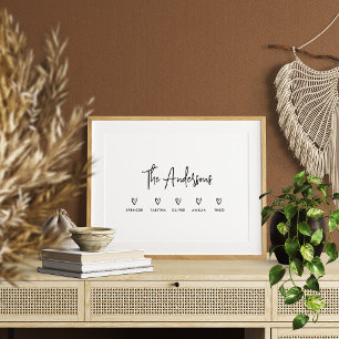 Modern script personal 5 family gift poster