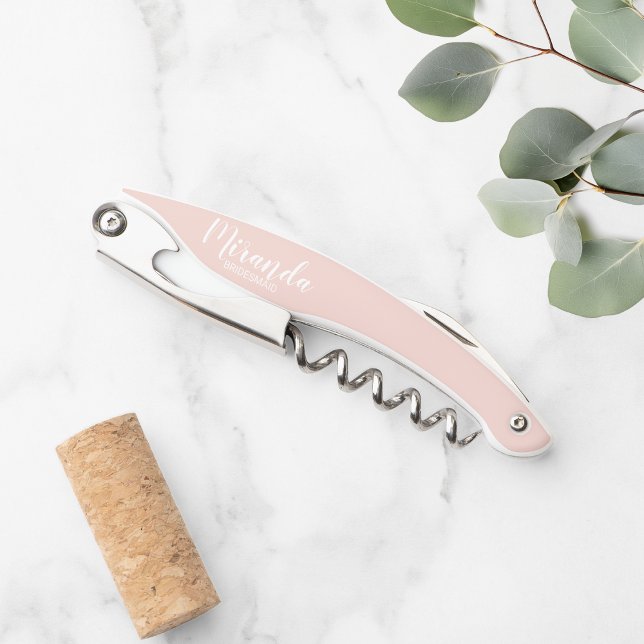 Modern Script Personalised Bridesmaid Corkscrew (Creator Uploaded)
