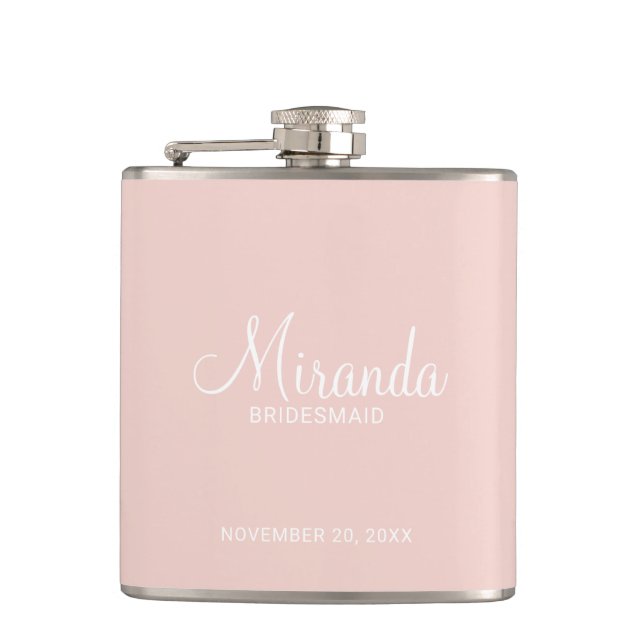 Modern Script Personalised Bridesmaid Flask (Front)