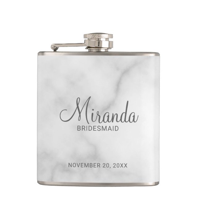 Modern Script Personalised Bridesmaid Flask (Front)