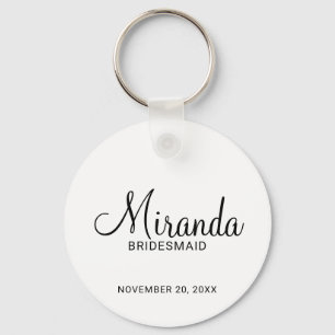 Modern Script Personalised Bridesmaid Key Ring