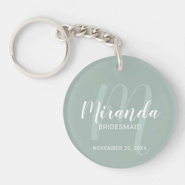Modern Script Personalised Bridesmaid Keychain (Front)