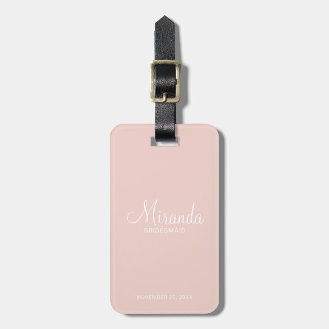 Modern Script Personalised Bridesmaid Luggage Tag (Front Vertical)