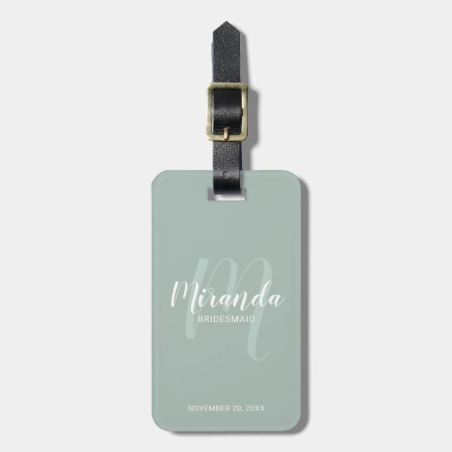 Modern Script Personalised Bridesmaid Luggage Tag (Front Vertical)