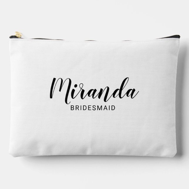 Modern Script Personalised Bridesmaid Name Accessory Pouch (Front)