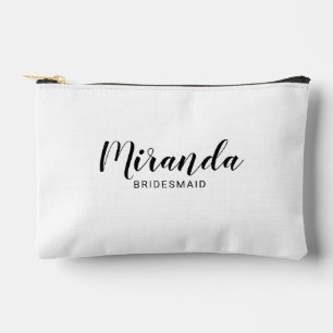 Modern Script Personalised Bridesmaid Name Accessory Pouch