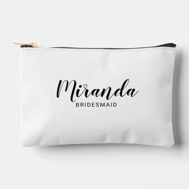Modern Script Personalised Bridesmaid Name Accessory Pouch (Front)