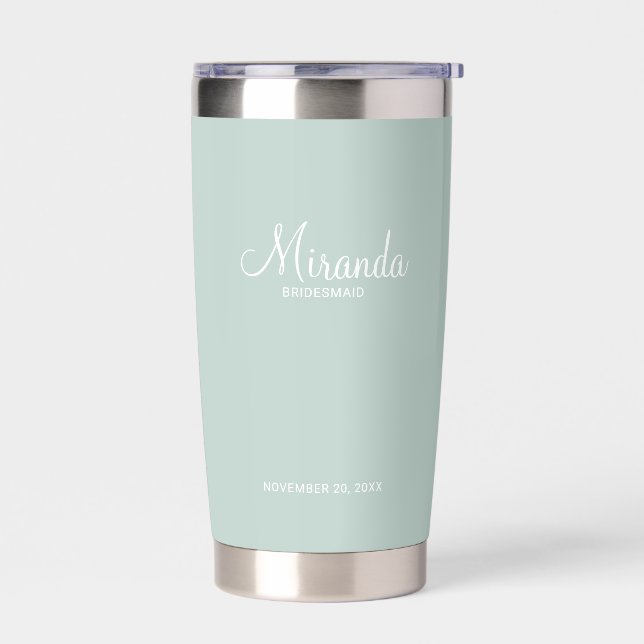 Modern Script Personalised Bridesmaid Name Insulated Tumbler (Left)