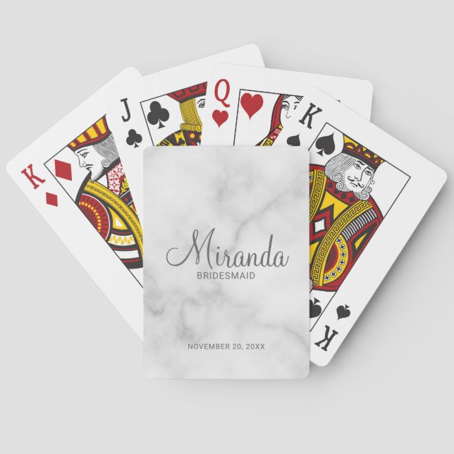 Modern Script Personalised Bridesmaid Playing Cards (Back)